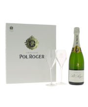 Coffret comprenant 1 bouteille Brut Réserve étui 2 Flûtes - CHAMPAGNE POL ROGER